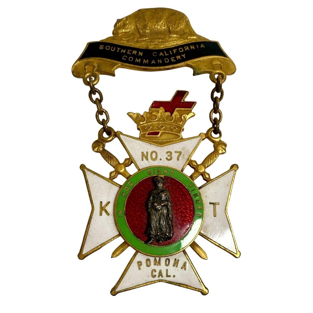 Vintage Masonic Southern CA Commander Pin, No. 37, Pomona, CA Robbin’s Co